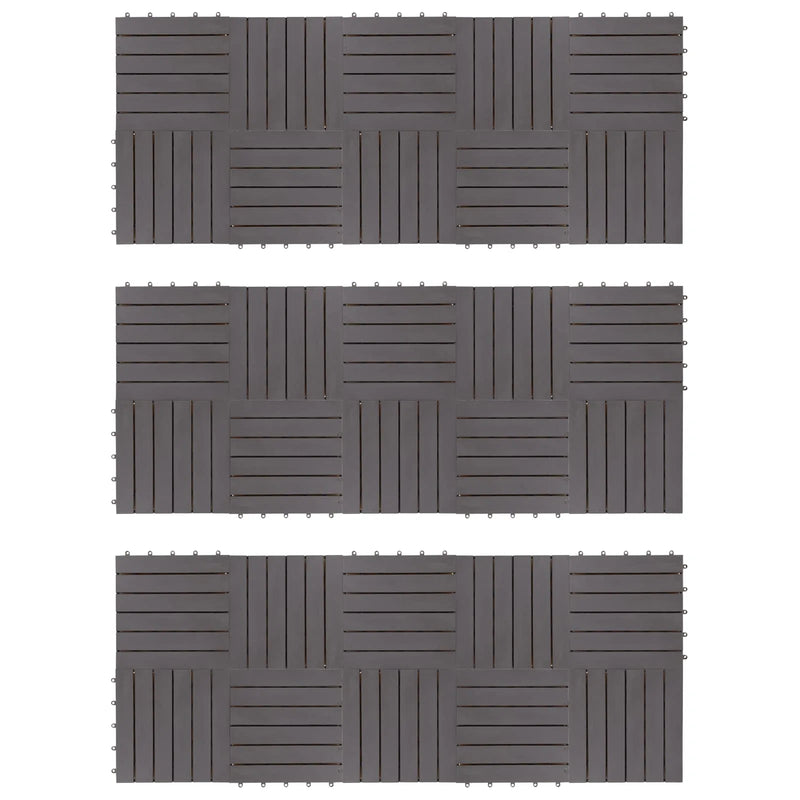 Decking Tile 30 pcs Grey 30 x 30 cm Acacia Hardwood