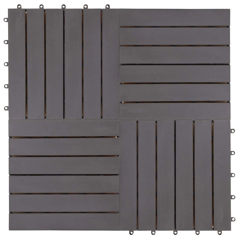 Decking Tile 30 pcs Grey 30 x 30 cm Acacia Hardwood