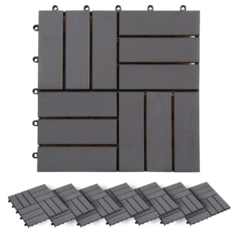 Decking Tile 20 pcs Grey 30 x 30 cm Acacia Hardwood