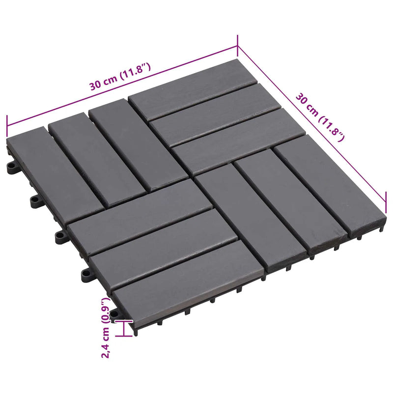 Decking Tile 20 pcs Grey 30 x 30 cm Acacia Hardwood