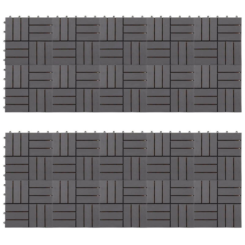 Decking Tile 20 pcs Grey 30 x 30 cm Acacia Hardwood