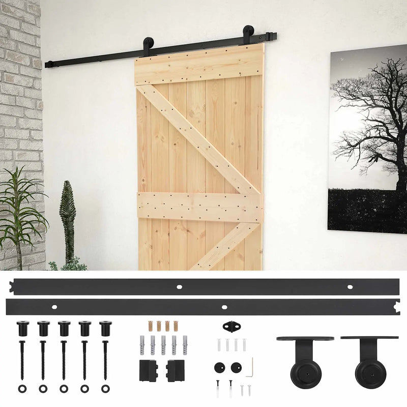 Sliding Door Natural and Black 80 x 210 cm Solid Pine Wood