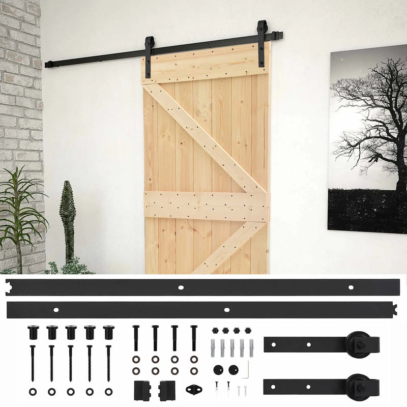 Sliding Door Natural and Black 100 x 210 cm Solid Pine Wood