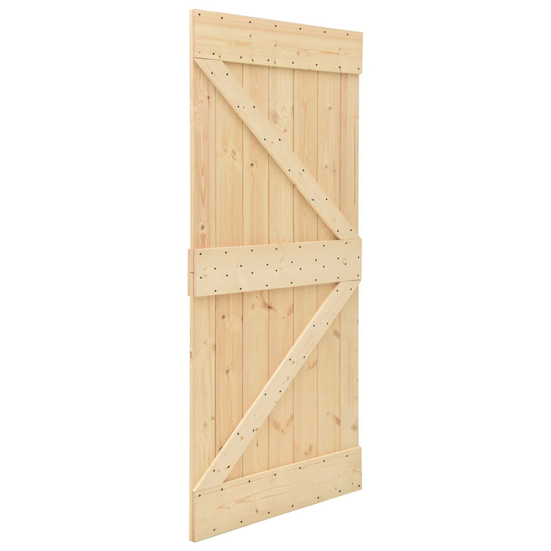 Sliding Door 2 pcs Natural and Black Solid Pine Wood