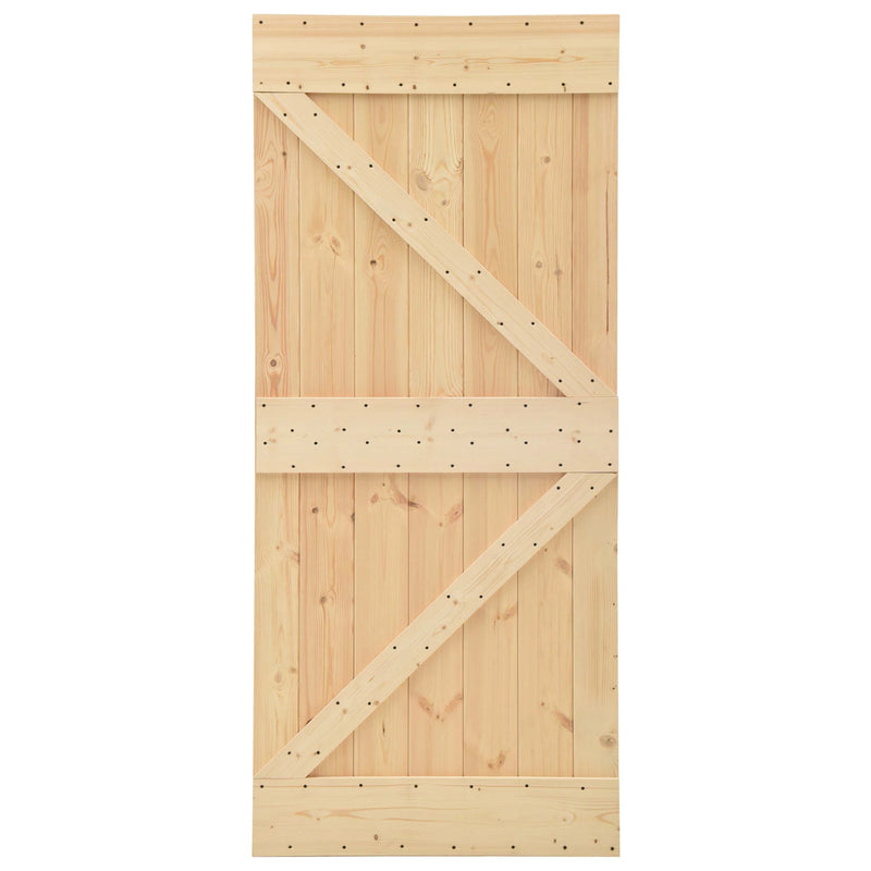 Sliding Door 2 pcs Natural and Black Solid Pine Wood