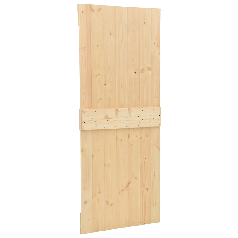 Sliding Door 2 pcs Natural and Black Solid Pine Wood