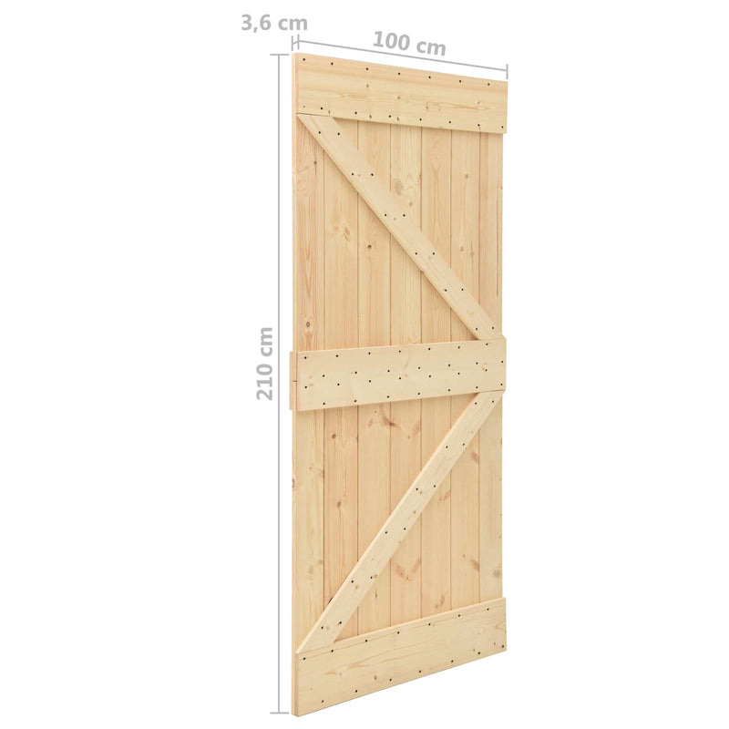 Sliding Door 2 pcs Natural and Black Solid Pine Wood