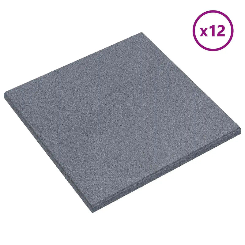 Fall Protection Tiles 12 pcs Grey 50 x 50 cm Rubber