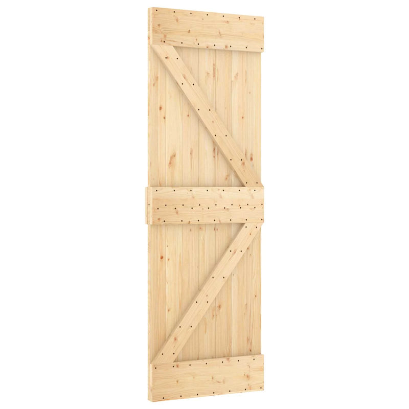 Sliding Door Natural and Black 70 x 210 cm Solid Pine Wood