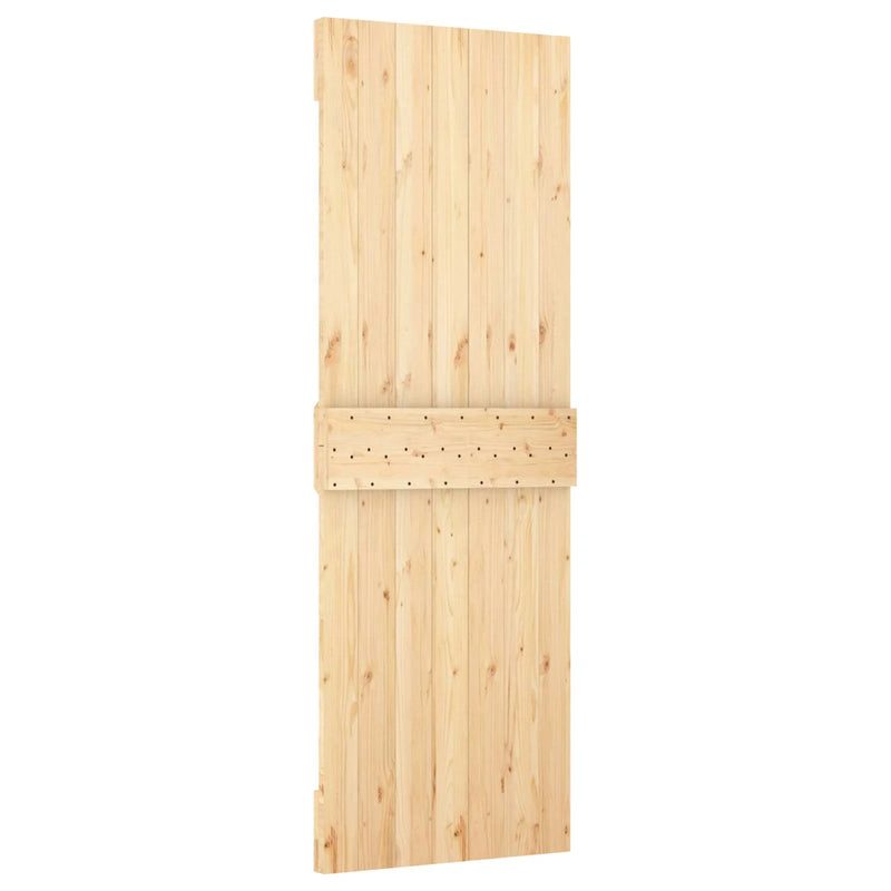 Sliding Door Natural and Black 70 x 210 cm Solid Pine Wood