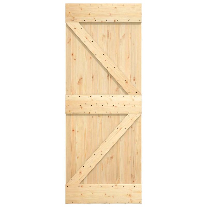 Sliding Door Natural and Black 70 x 210 cm Solid Pine Wood