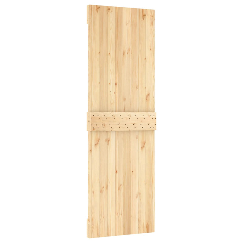 Sliding Door Natural and Black 70 x 210 cm Solid Pine Wood