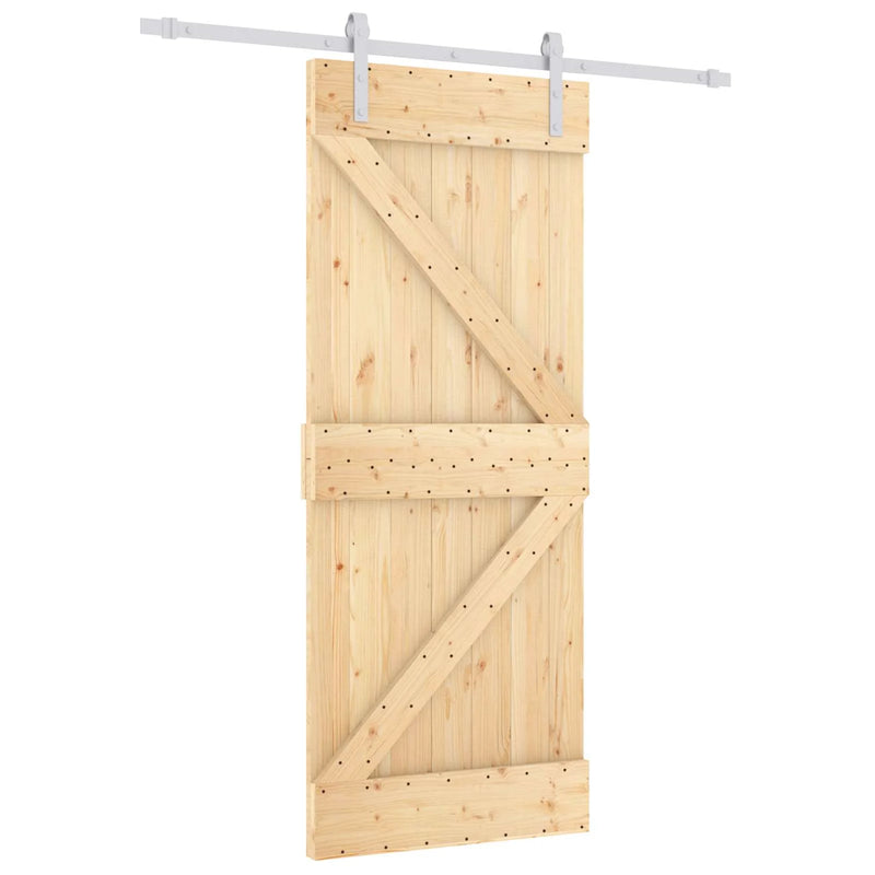 Sliding Door Natural and White 80 x 210 cm Solid Pine Wood