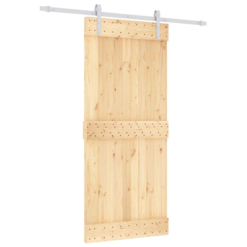 Sliding Door Natural and White 90 x 210 cm Solid Pine Wood