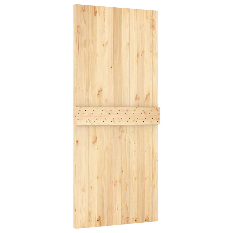 Sliding Door Natural and White 90 x 210 cm Solid Pine Wood