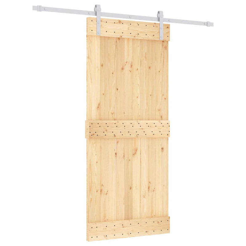Sliding Door Natural and White 90 x 210 cm Solid Pine Wood