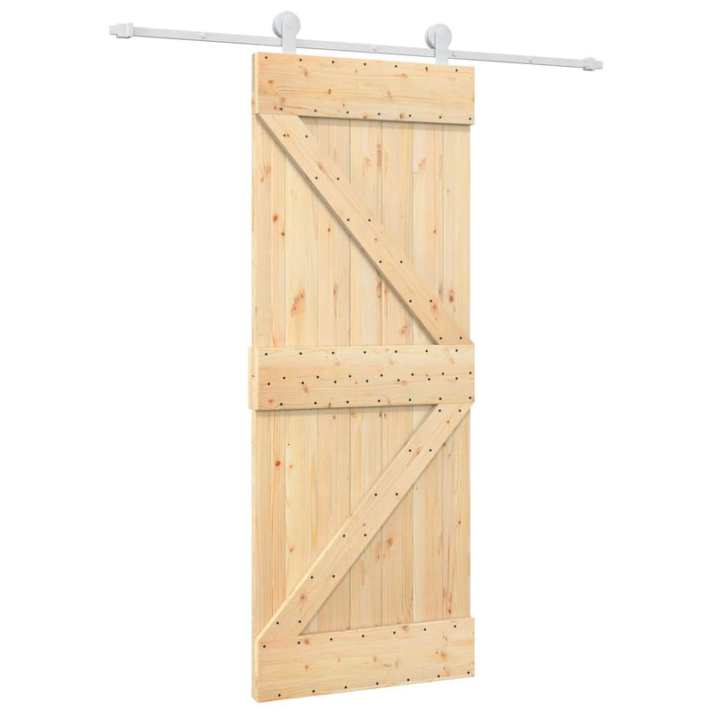 Sliding Door Natural and White 80 x 210 cm Solid Pine Wood