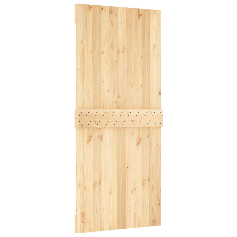 Sliding Door Natural and White 90 x 210 cm Solid Pine Wood