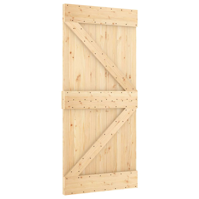 Sliding Door Natural and White 100 x 210 cm Solid Pine Wood