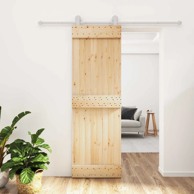 Sliding Door Natural and White 70 x 210 cm Solid Pine Wood