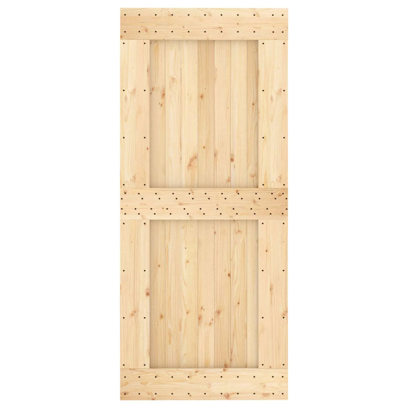 Sliding Door Natural and Black Solid Pine Wood (Untreated)