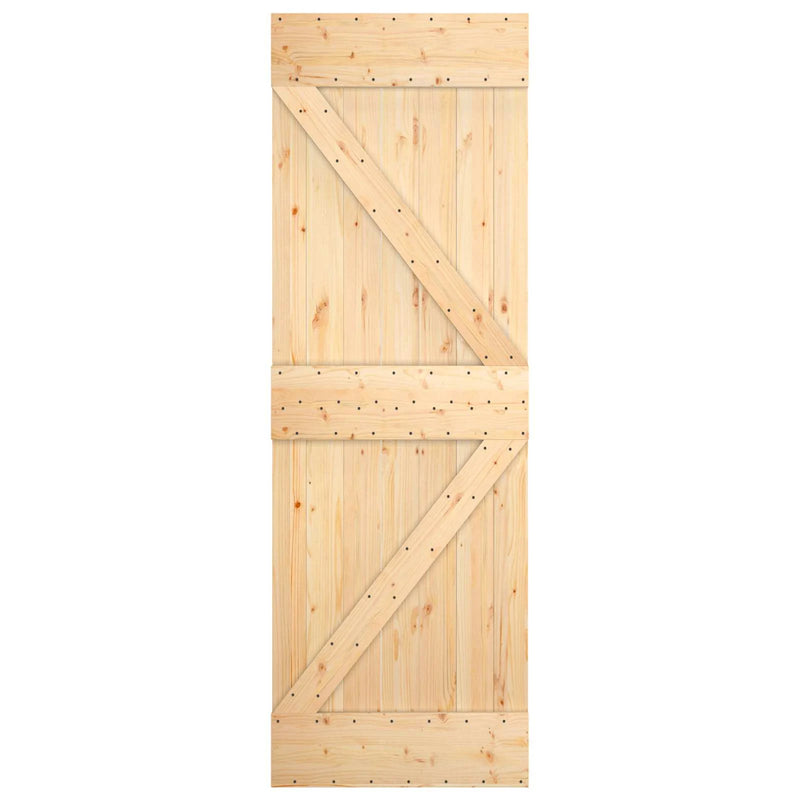 Sliding Door Natural and White 70 x 210 cm Solid Pine Wood