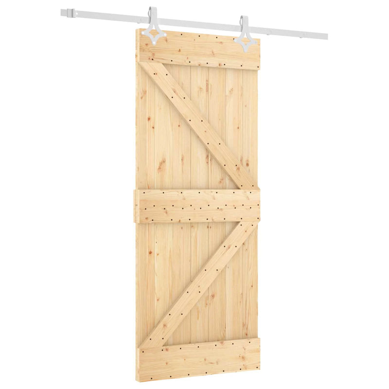 Sliding Door Natural and White 85 x 210 cm Solid Pine Wood