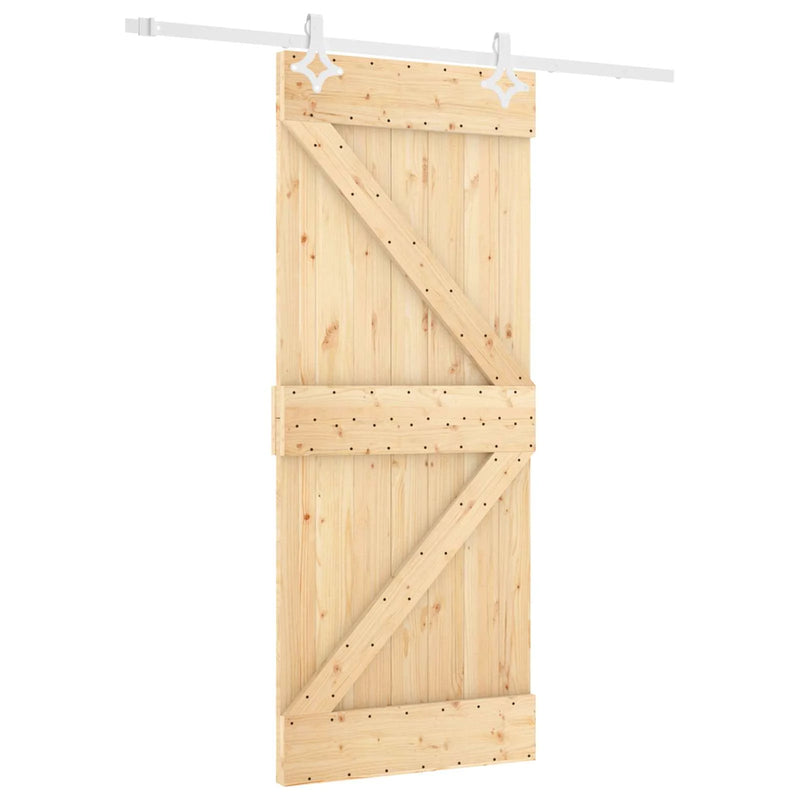 Sliding Door Natural and White 80 x 210 cm Solid Pine Wood