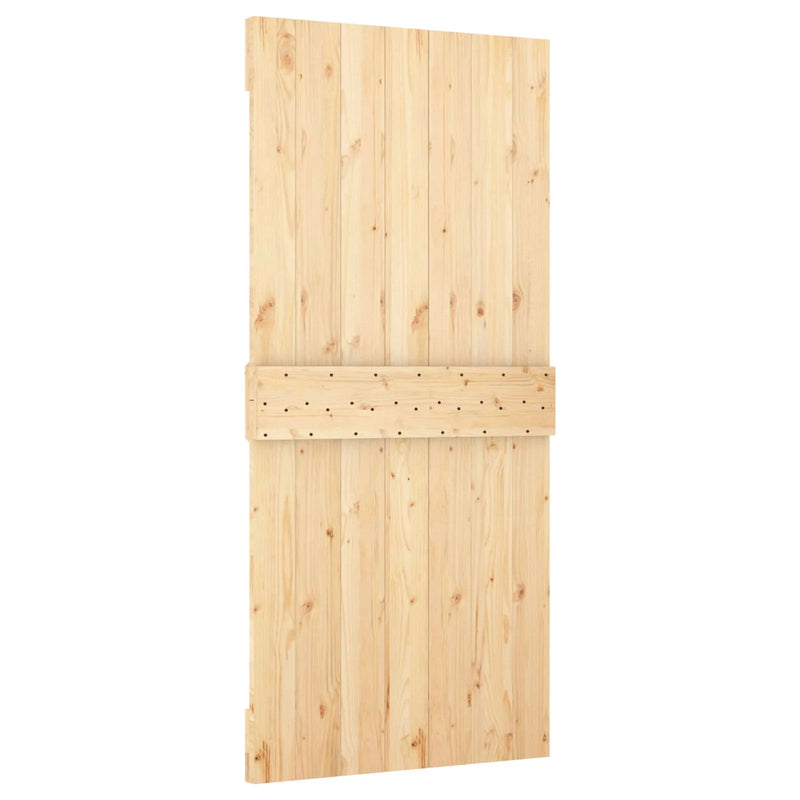 Sliding Door Natural and White 90 x 210 cm Solid Pine Wood