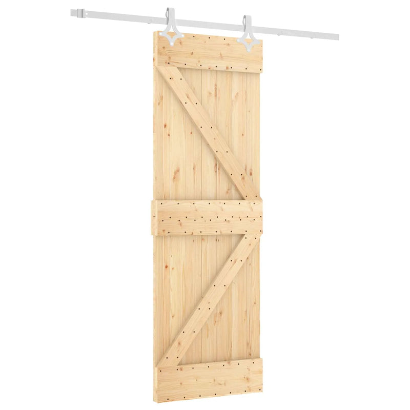 Sliding Door Natural and White 70 x 210 cm Solid Pine Wood