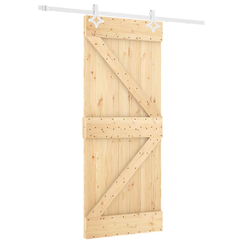 Sliding Door Natural and White 80 x 210 cm Solid Pine Wood