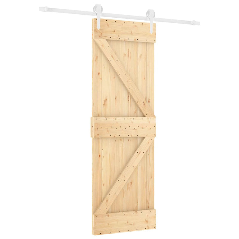 Sliding Door Natural and White 70 x 210 cm Solid Pine Wood