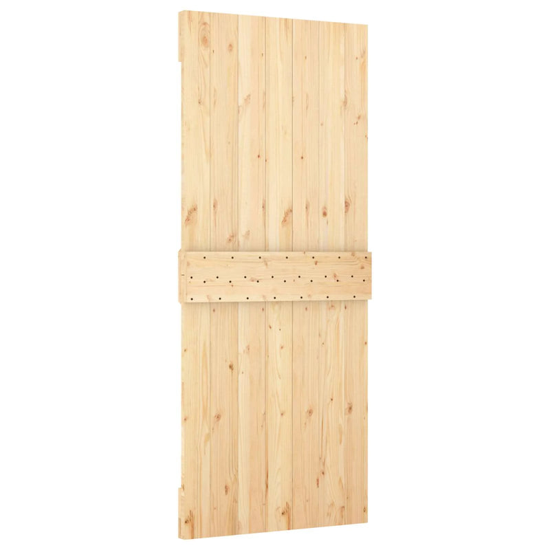 Sliding Door Natural and White 85 x 210 cm Solid Pine Wood