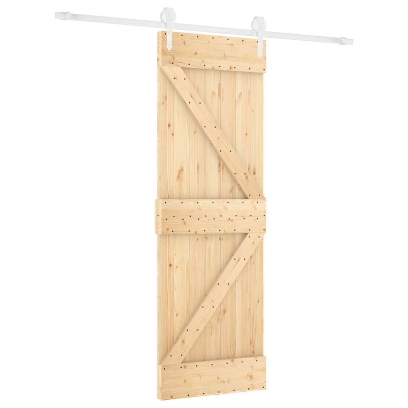 Sliding Door Natural and White 70 x 210 cm Solid Pine Wood