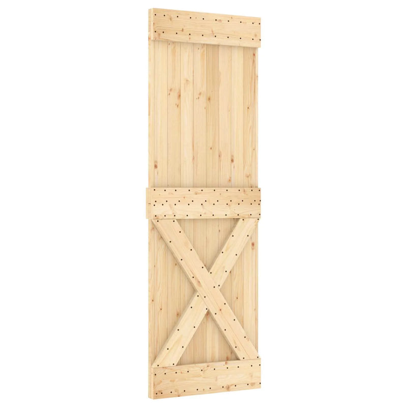 Sliding Door Natural and White 80 x 210 cm Solid Pine Wood