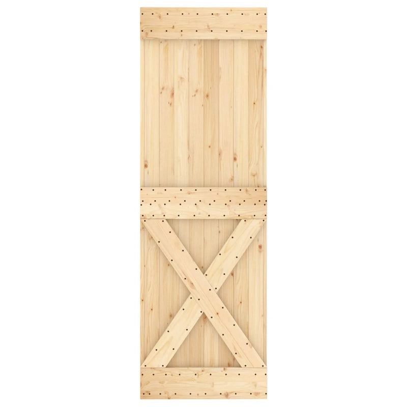 Sliding Door Natural and White 80 x 210 cm Solid Pine Wood