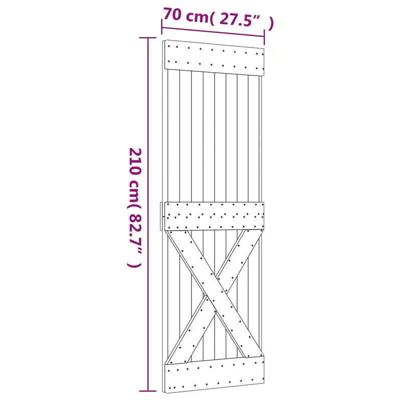 Sliding Door Natural and White 80 x 210 cm Solid Pine Wood