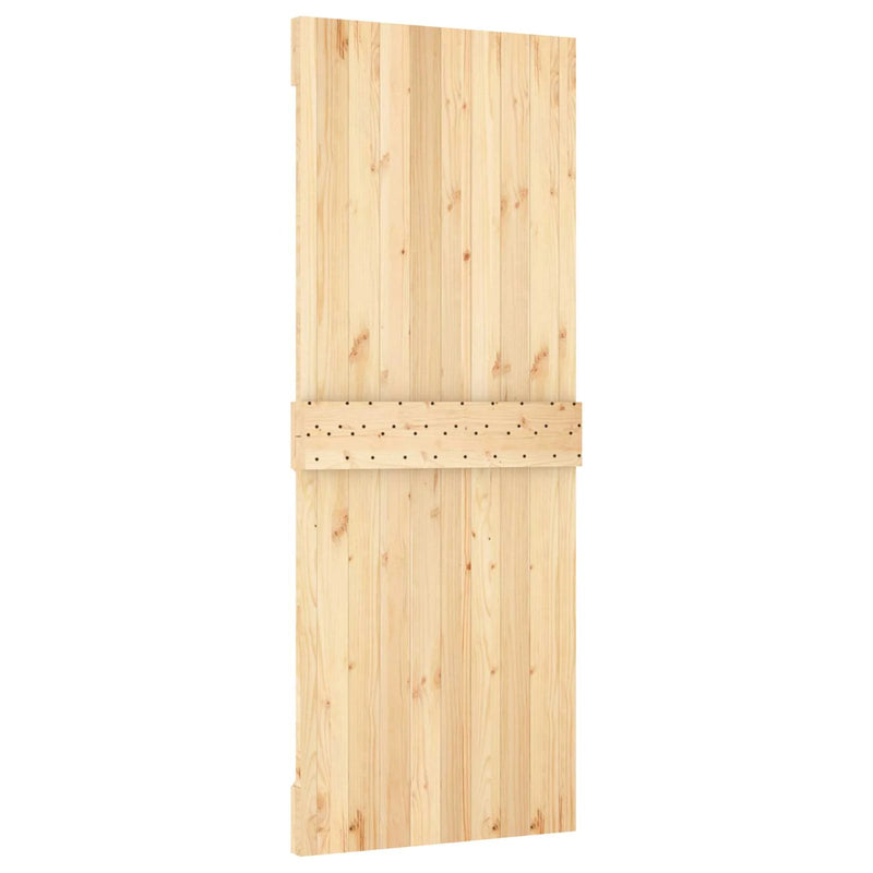 Sliding Door Natural and White 90 x 210 cm Solid Pine Wood