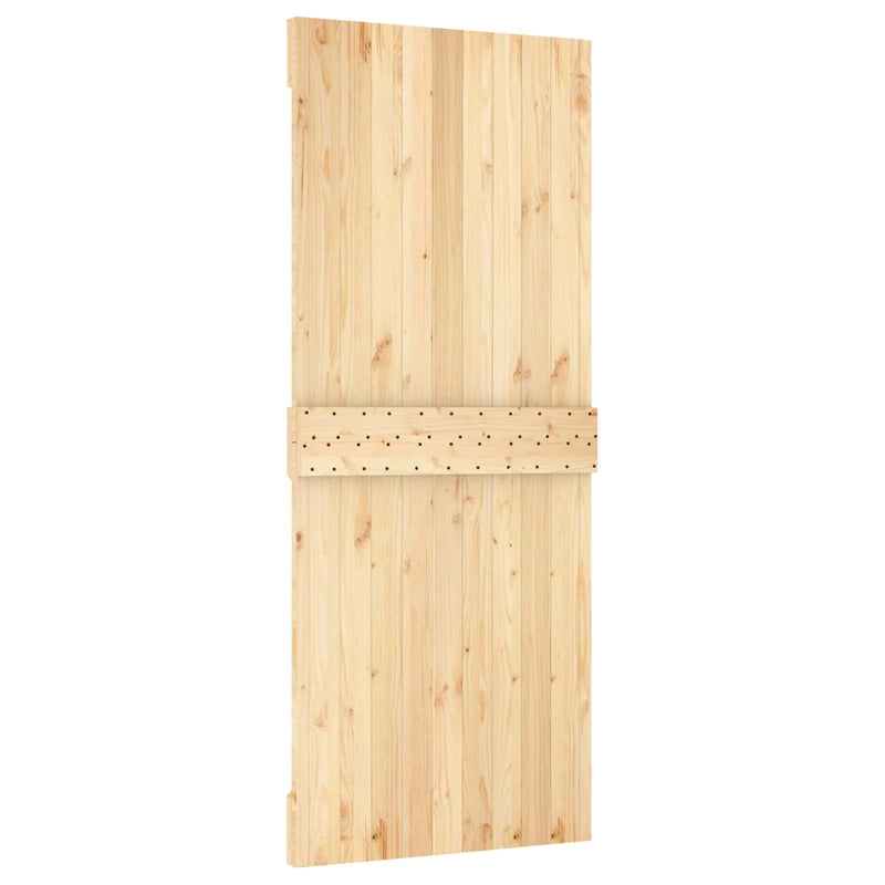 Sliding Door Natural and White 100 x 210 cm Solid Pine Wood