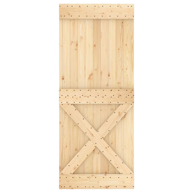 Sliding Door Natural and White 100 x 210 cm Solid Pine Wood