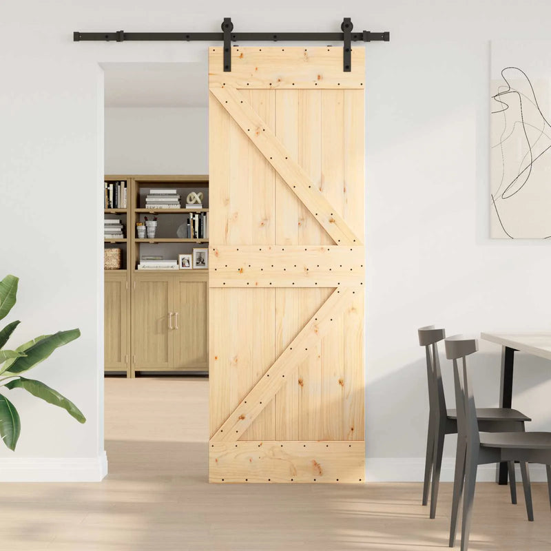 Sliding Door NARVIK Natural and Black 70 x 210 cm (152.5 cm)
