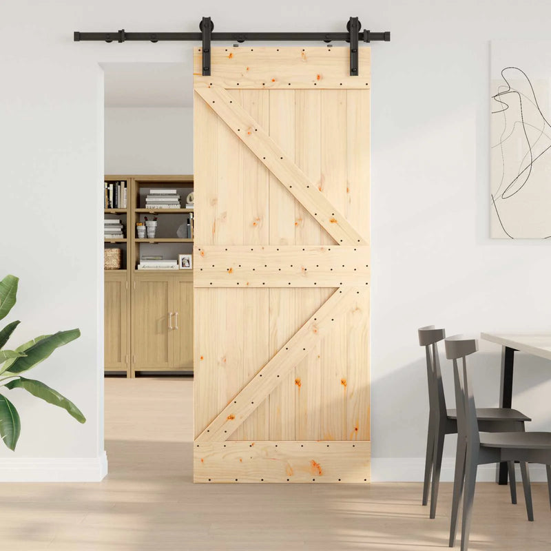 Sliding Door NARVIK Natural and Black 85 x 210 cm (152.5 cm)