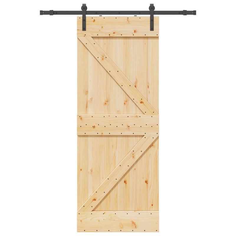 Sliding Door NARVIK Natural and Black 80 x 210 cm (152.5 cm)