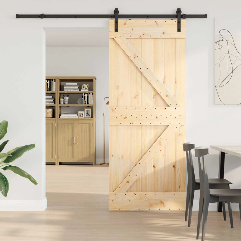 Sliding Door NARVIK Natural and Black 85 x 210 cm (213.5 cm)