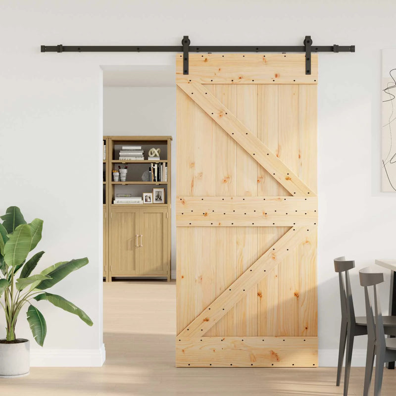 Sliding Door NARVIK Natural and Black 80 x 210 cm (213.5 cm)