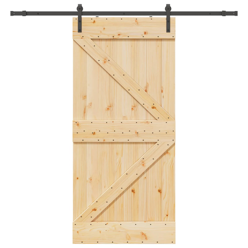 Sliding Door NARVIK Natural and Black 80 x 210 cm (213.5 cm)