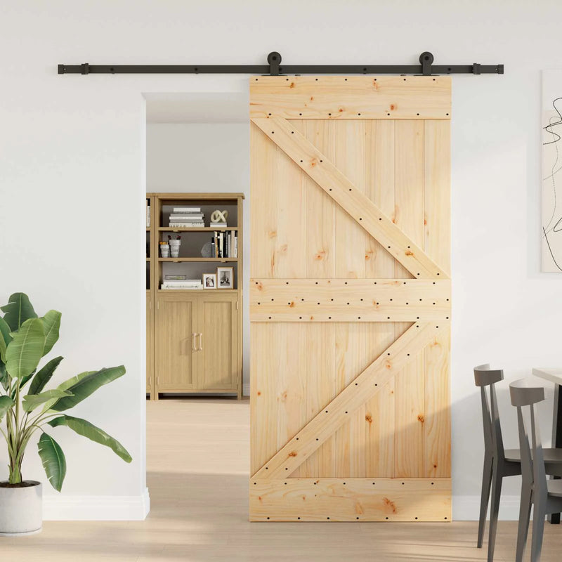 Sliding Door NARVIK Natural and Black 90 x 210 cm (213.5 cm)