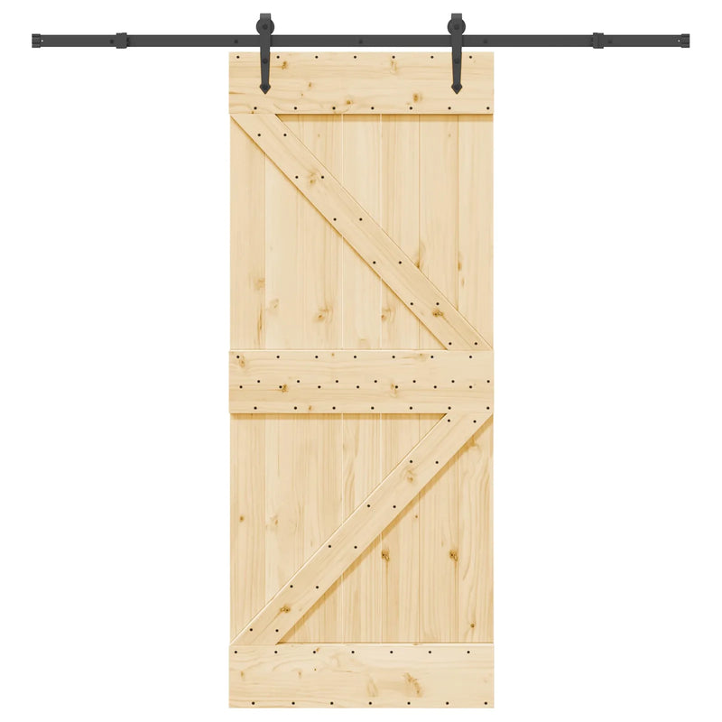 Sliding Door NARVIK Natural and Black 85 x 210 cm (213.5 cm)