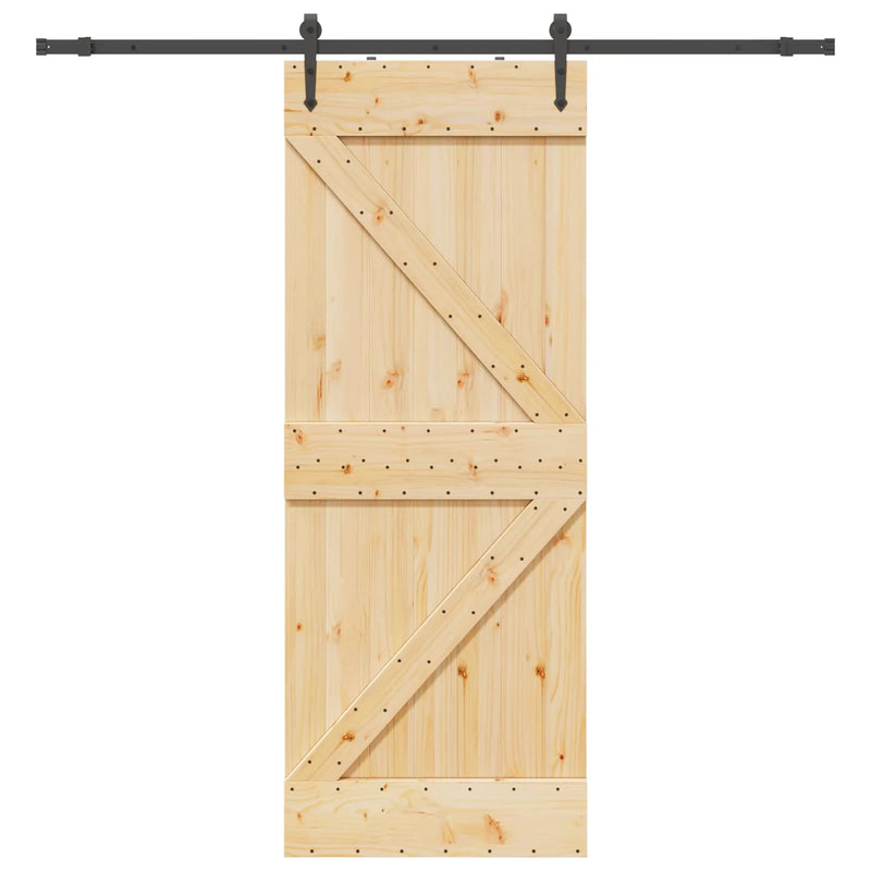 Sliding Door NARVIK Natural and Black 80 x 210 cm (213.5 cm)