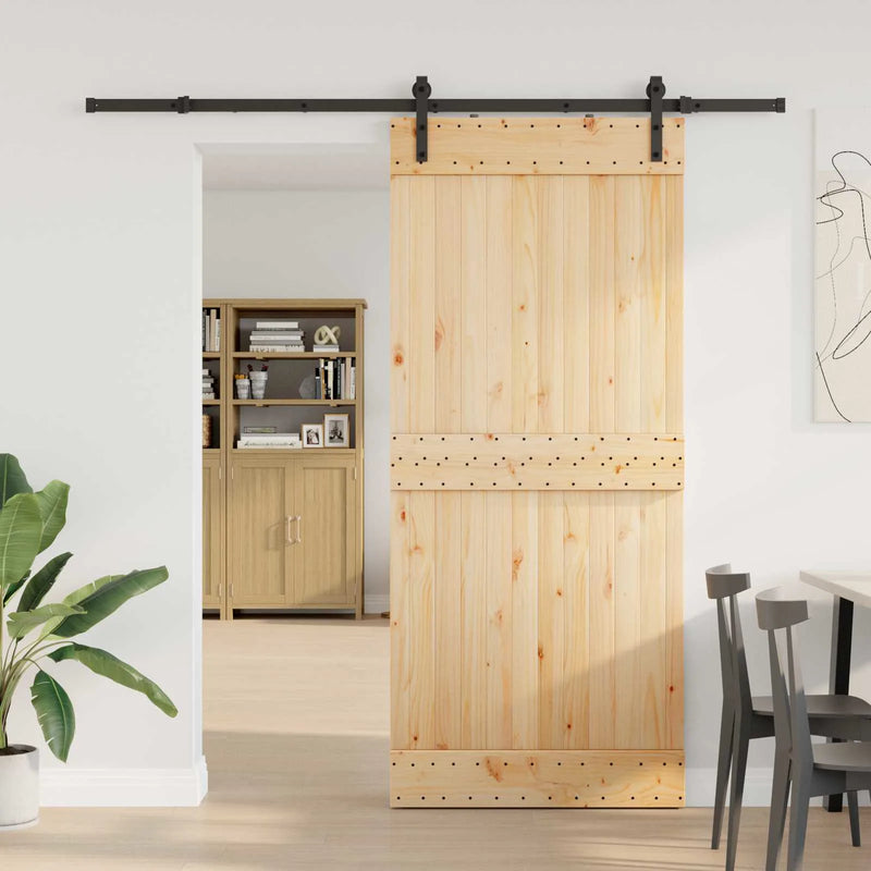 Sliding Door NARVIK Natural and Black 90 x 210 cm (213.5 cm)